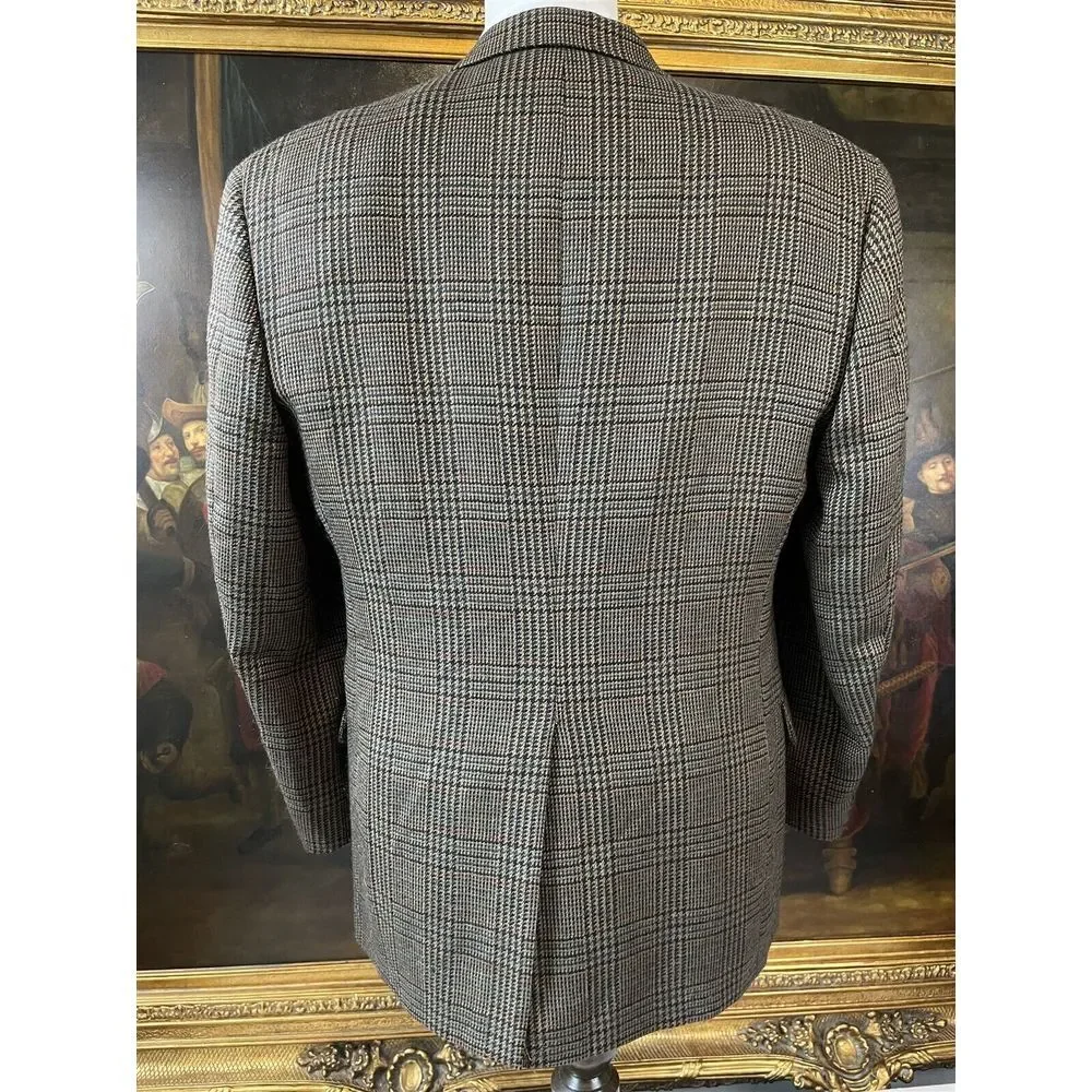 VTG‎ Tommy Hilfiger 40R USA MADE Glen Plaid Wool Tweed 3Btn Blazer Jacket Coat